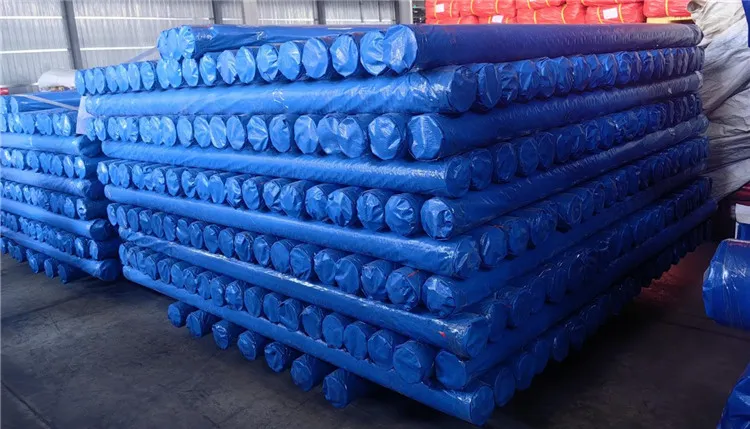 Blue PE tarpaulin roll is for durable protection.