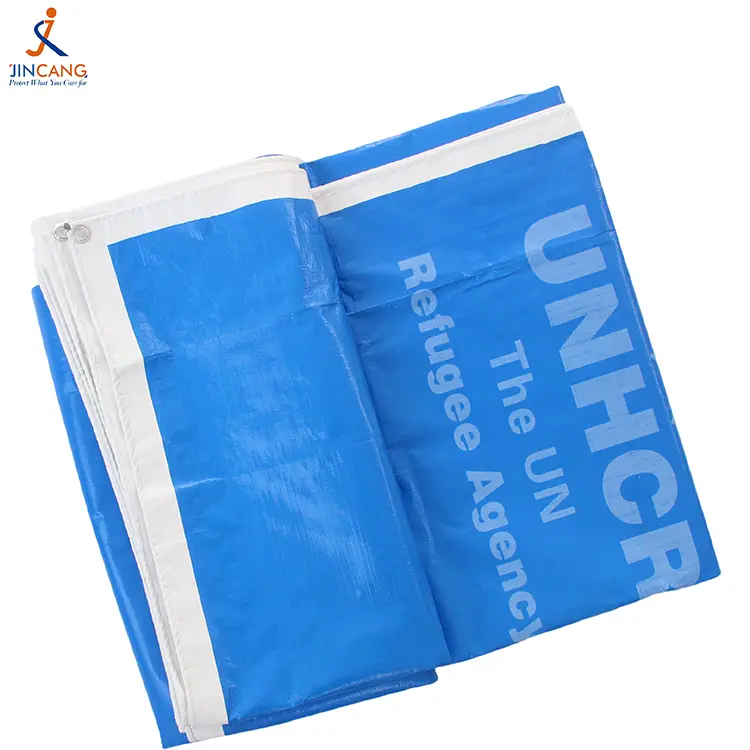 220g Blue White With Print PE Tarpaulin