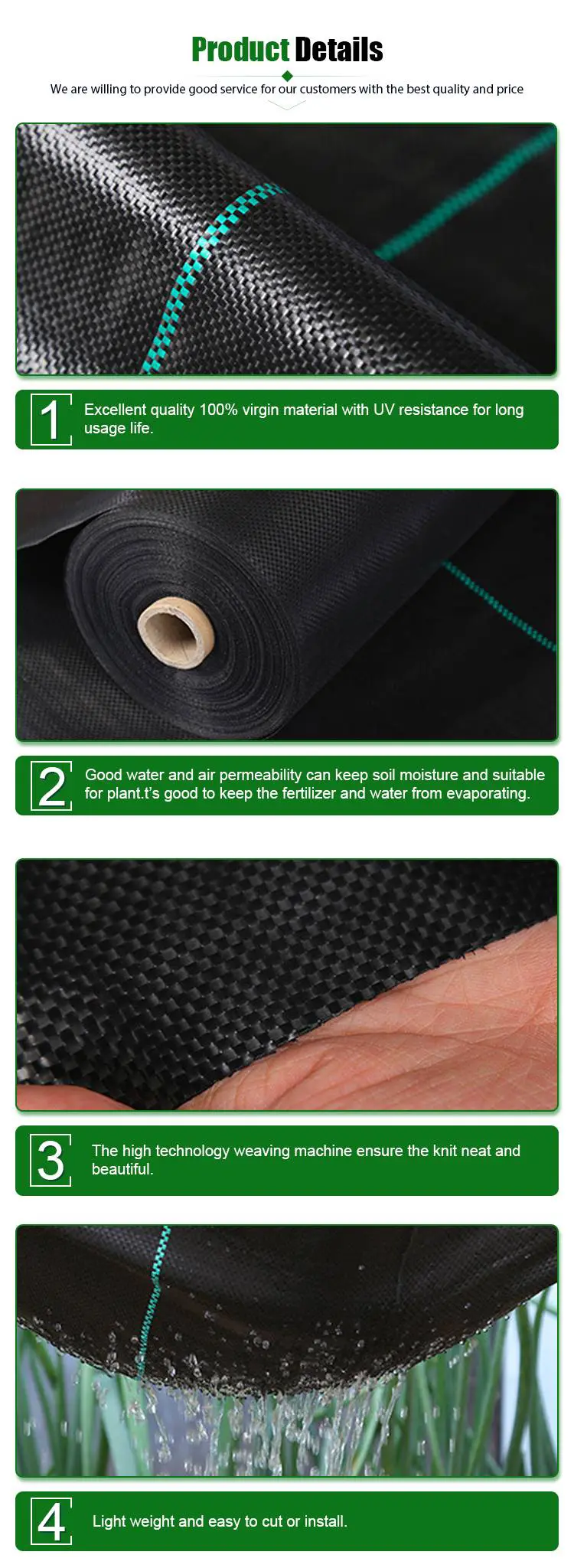 Anti Weed Cloth PE Woven Garden Weed Control Mat